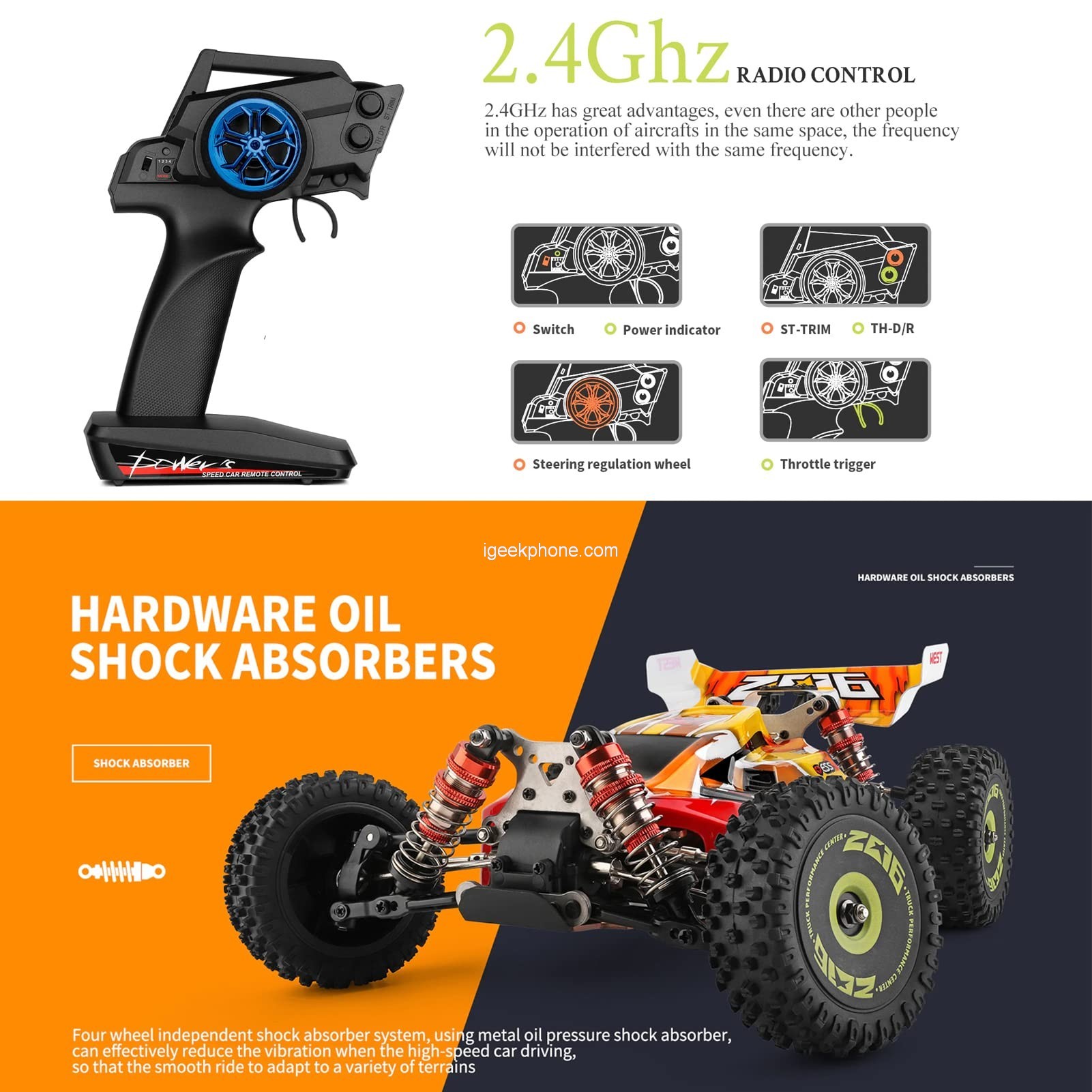 WLtoys XKS 144010 4WD Off-Road Car High Speed 75km/h 1/14 Racing Car in 102.79euro @Cafago Sale