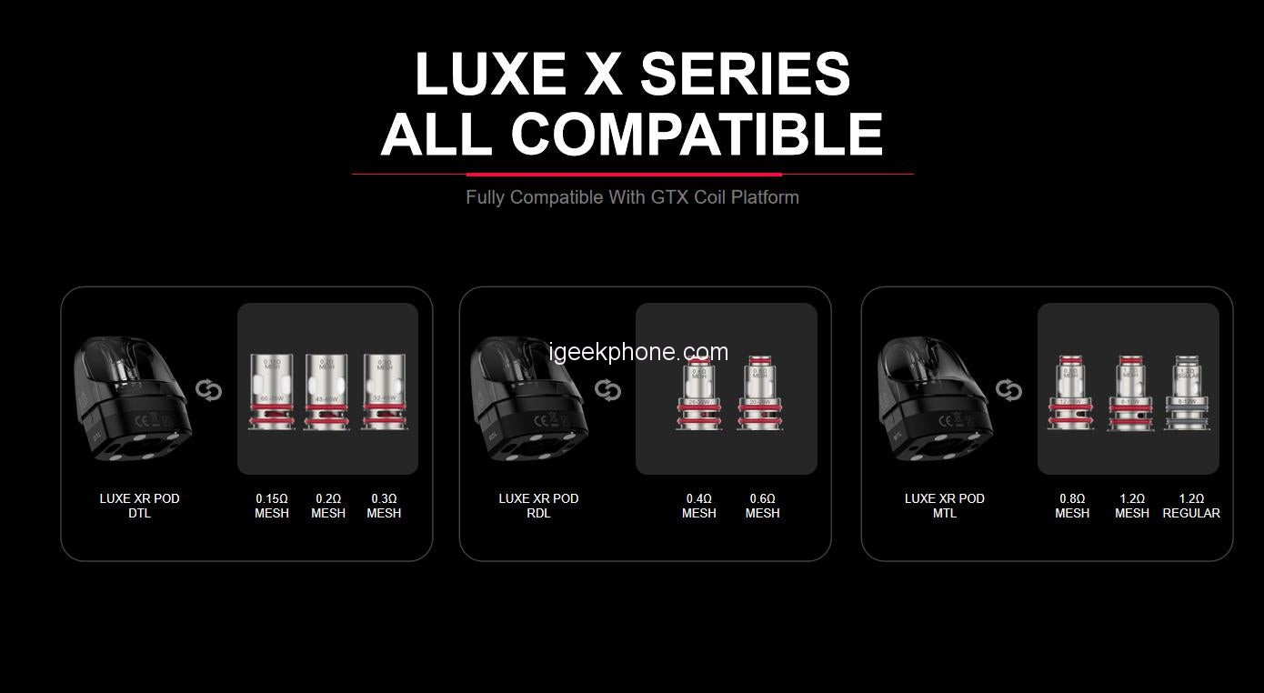 VAPORESSO LUXE XR Max compatible with ALL Pods