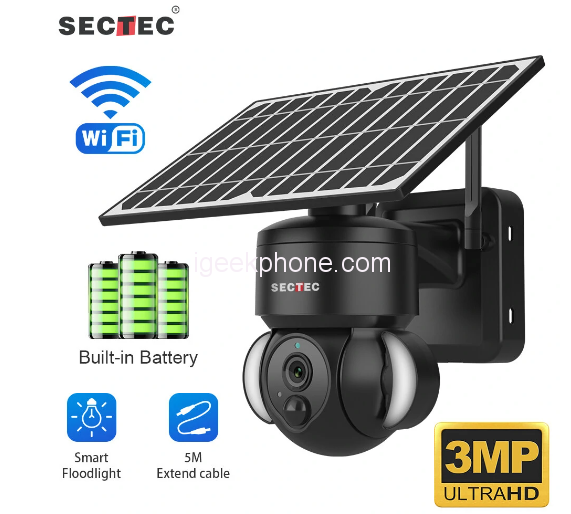 SECTEC Smart WiFi Solar Floodlight Camera