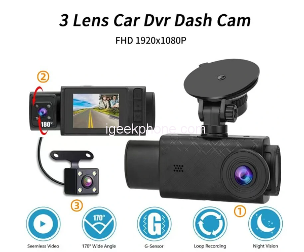 1080P Front & Rear 170° Car Driving Recorder