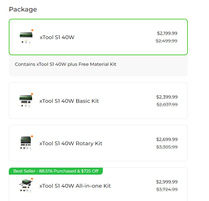 Here is the Price package for XTOOL S1 on sale now