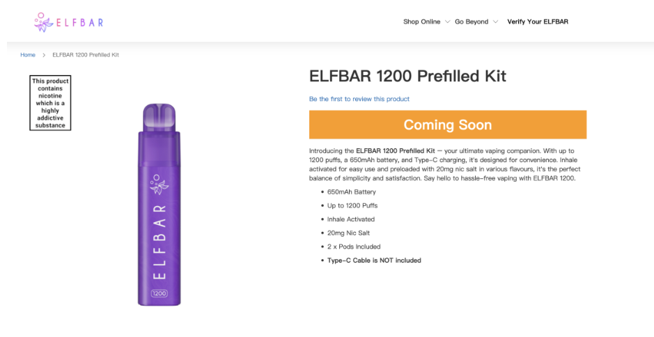 ELFBAR will launch the new ELFBAR 1200 in the UK with a double smoke cartridge combination
