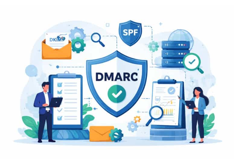 What are the basic components required to create a DMARC record?