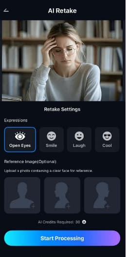 choose open eyes start process