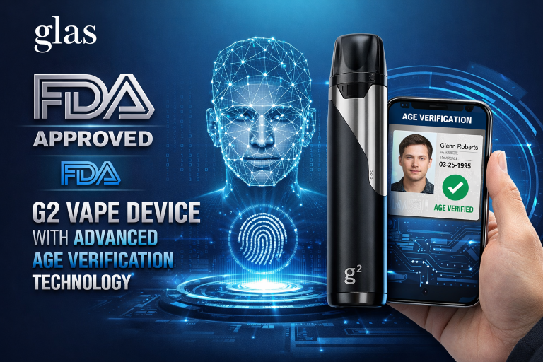 Glas stated that the G2 Vape device, which has received FDA approval, is  equipped with an age verification technology.