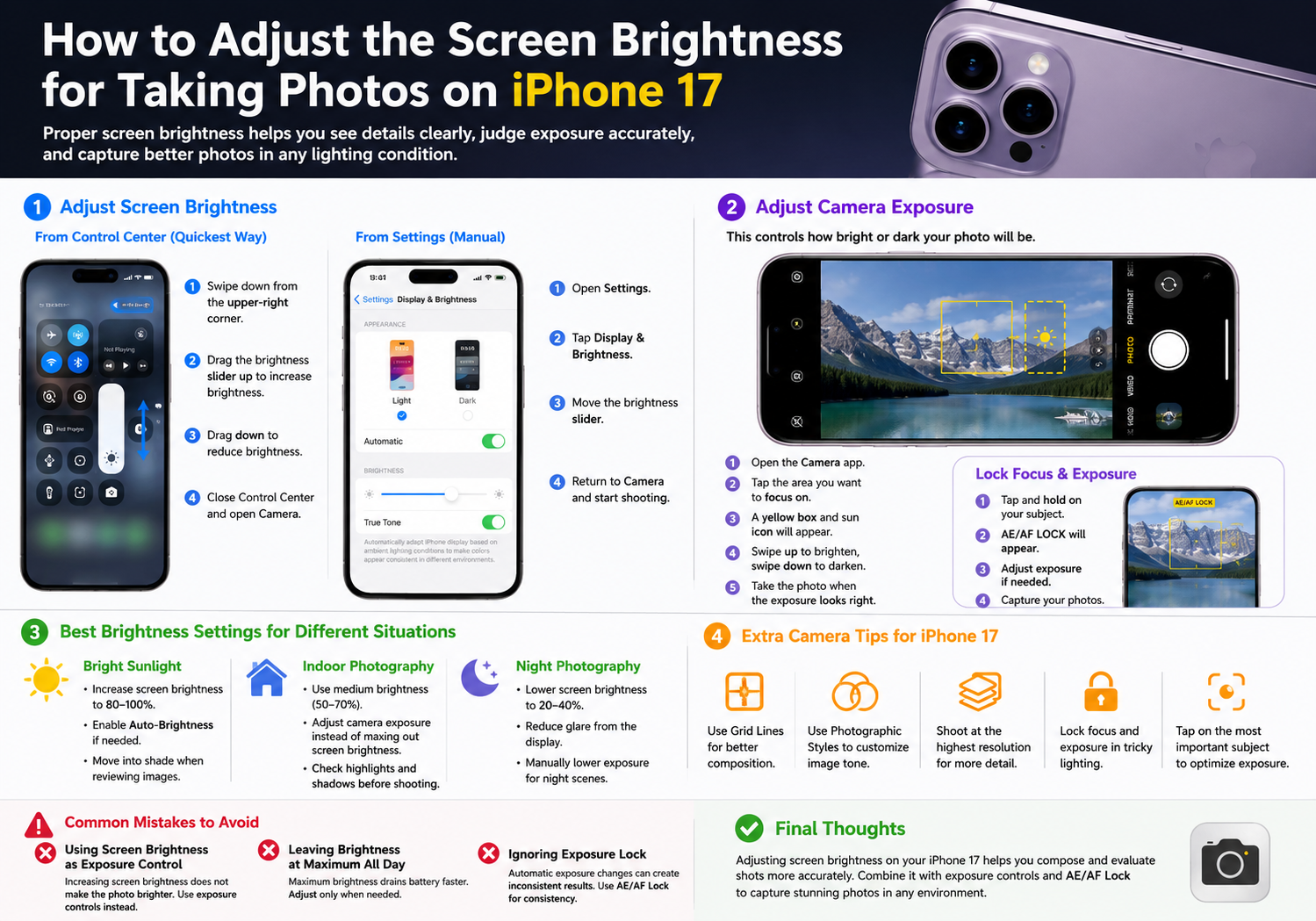 How to Adjust the Screen Brightness for Taking Photos on iPhone 17
