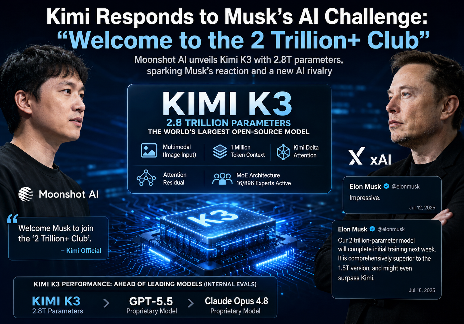 Kimi Responds to Musk’s AI Challenge: “Welcome to the 2 Trillion+ Club”