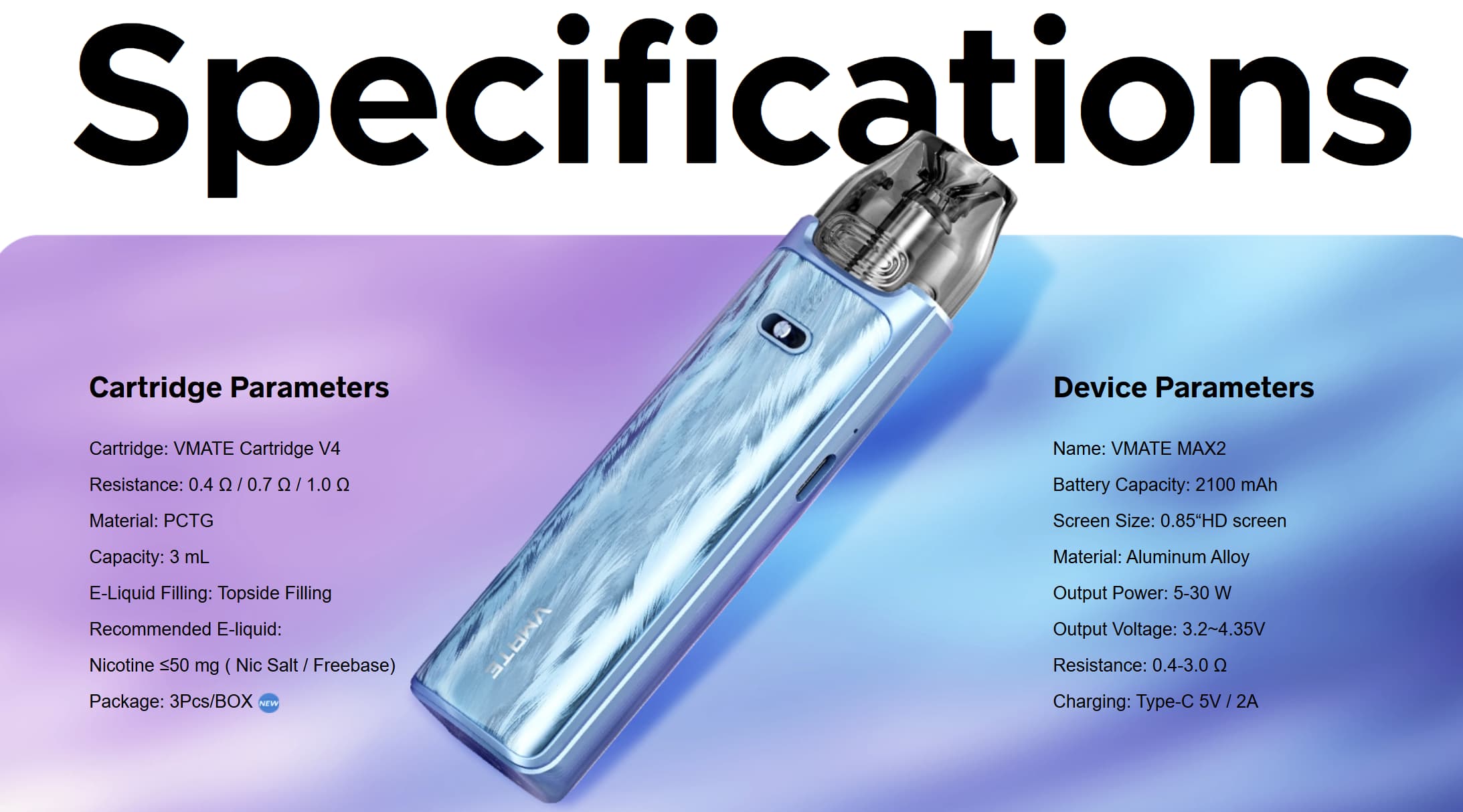 VOOPOO VMATE MAX 2 specs
