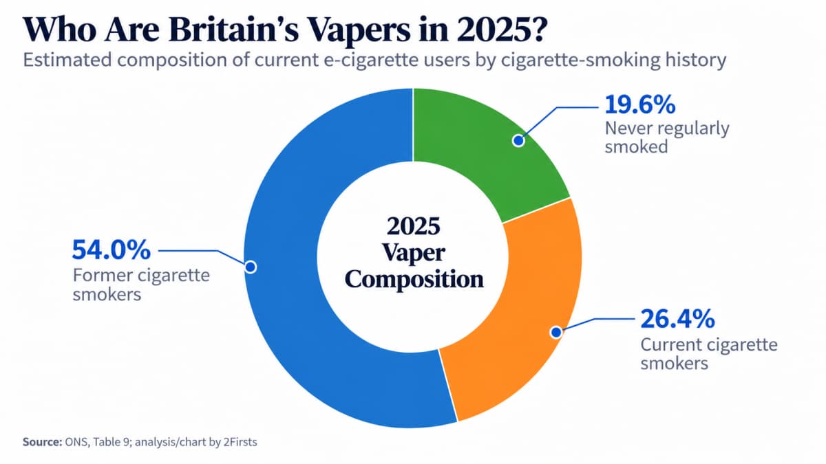 UK ONS Data: 54% of Vapers Are Former Smokers, While 26% Still Smoke