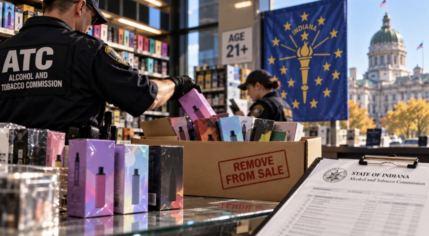 Indiana Targets Elf Bar, Lost Mary, MR FOG and iJOY Vapes Under New Foreign-Adversary Rules