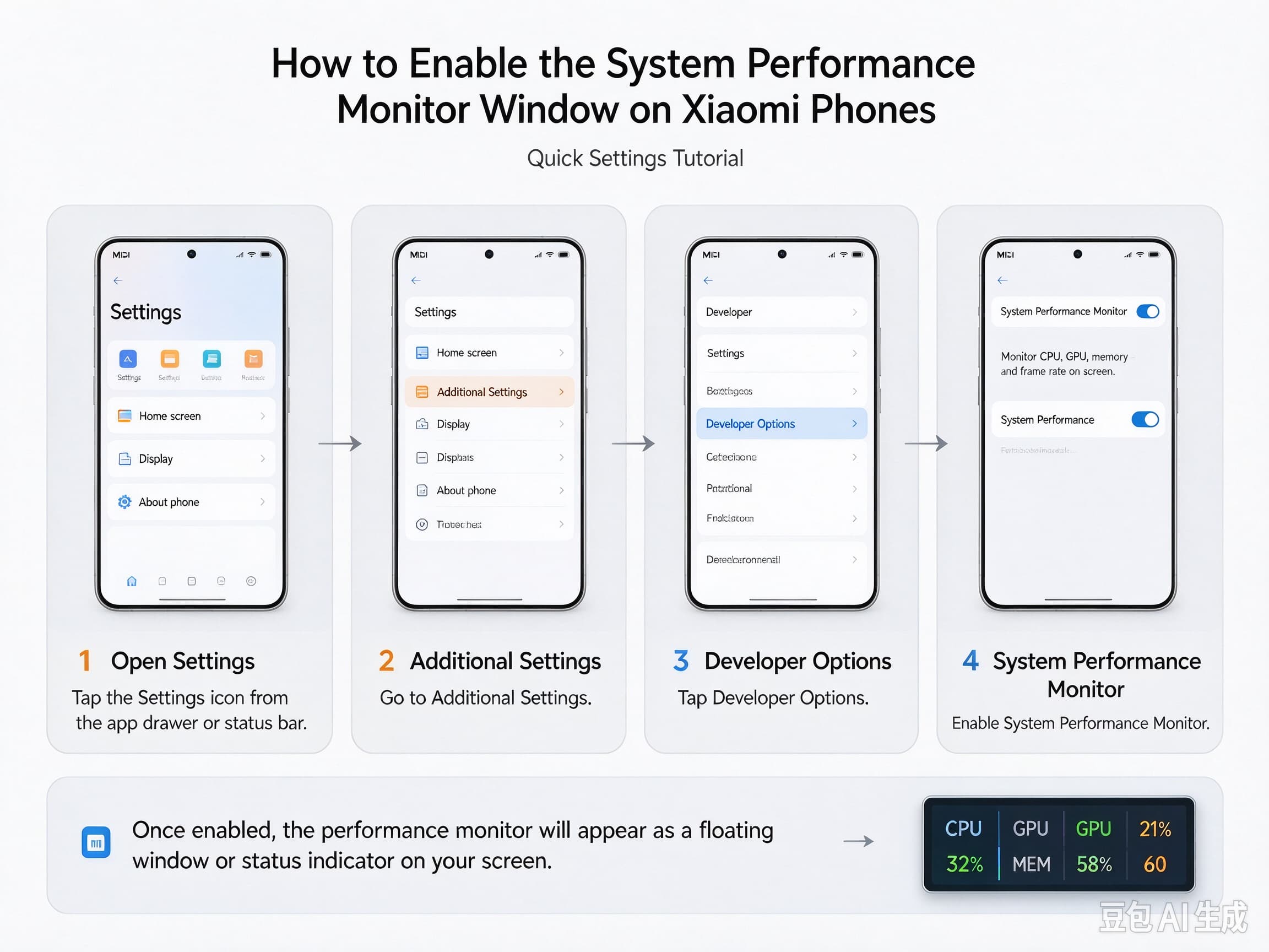 How to Enable the System Performance Monitor Window on Xiaomi Phones?