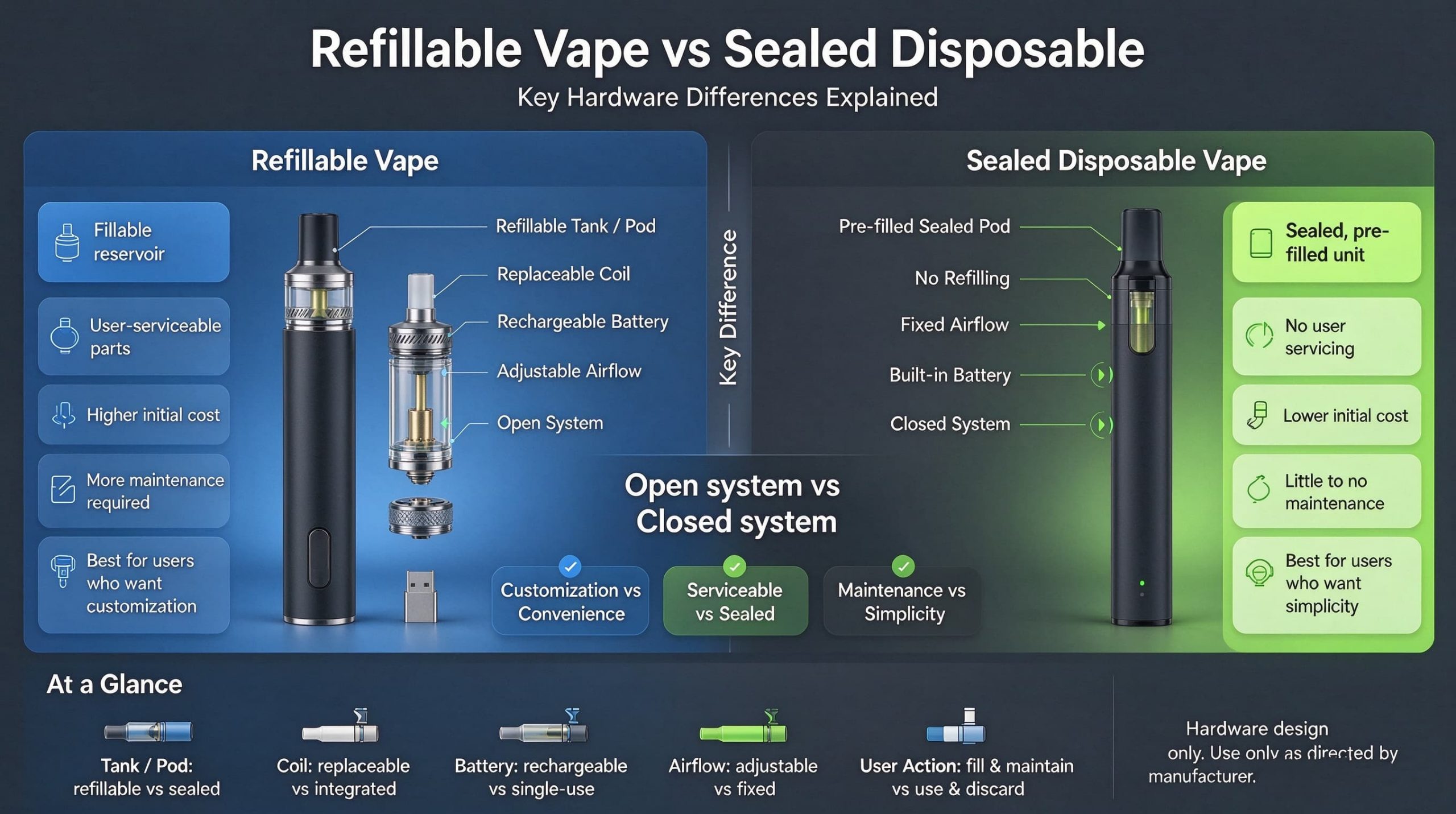 Refillable Vape vs Sealed Disposable: Key Hardware Differences Explained
